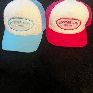 Poster Girl Status Trucker Hats - Blue and Pink